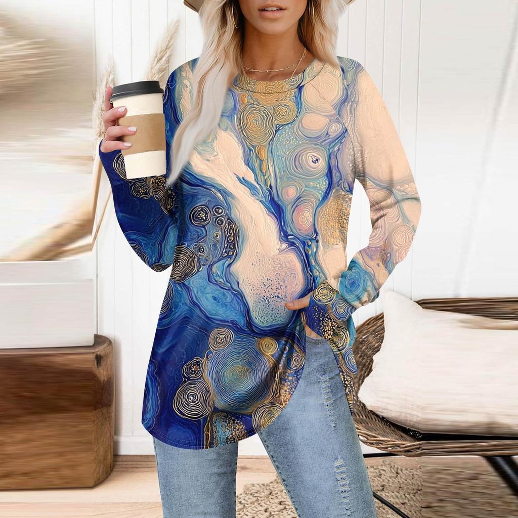 Dámská nadměrná mikina s grafickým svetrem, dlouhým rukávem, spuštěnými rameny, kulatým výstřihem, topy, vintage oblečení