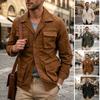 Nuevo Trench de Longitud Media para Hombre, Abrigo Casual Abierto para Primavera Otoño, Ropa de Abrigo Estilo Europeo Americano