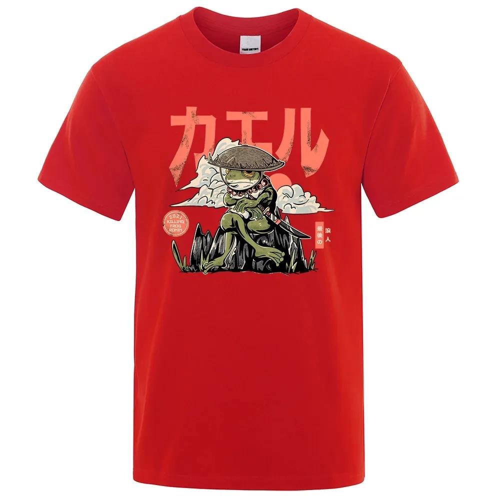 The Last Frog Samurai Anime Print T Shirts Men Casual Breathable Tshirts Fashion O-Neck Shirts Oversized Cotton Short Sleeve Top