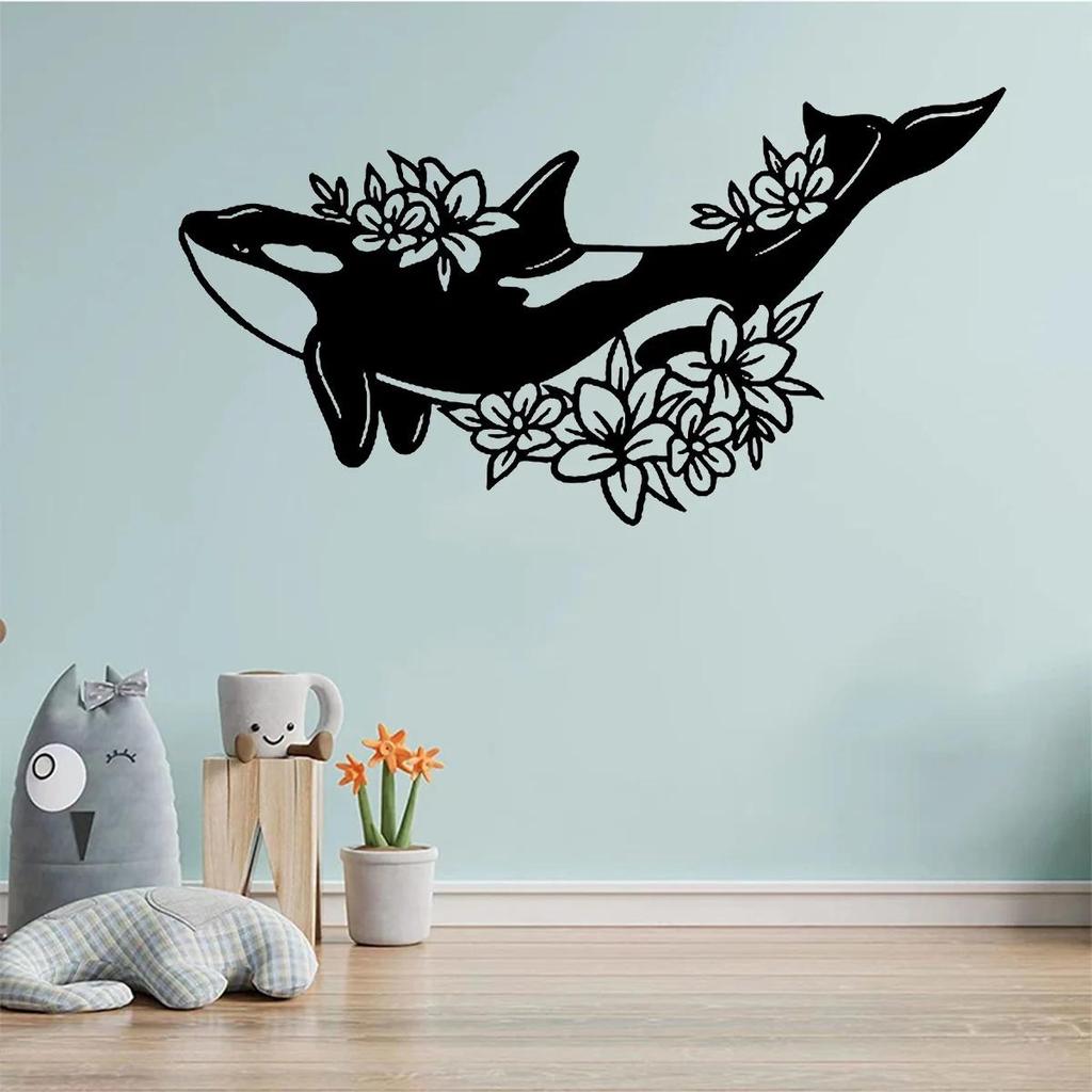 Whale Mural Marine Life Metal Silhouette Home Decor Outdoor Wall Art Craft Halloween Christmas New Year Gift