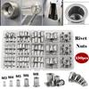 150PCS Aluminium Flat Head Threaded Rivet Nut Assortment M3/M4/M5/M6/M8 and 1PCS Rivet Nut Gun with 5PCS Nut Rivet Mandrels