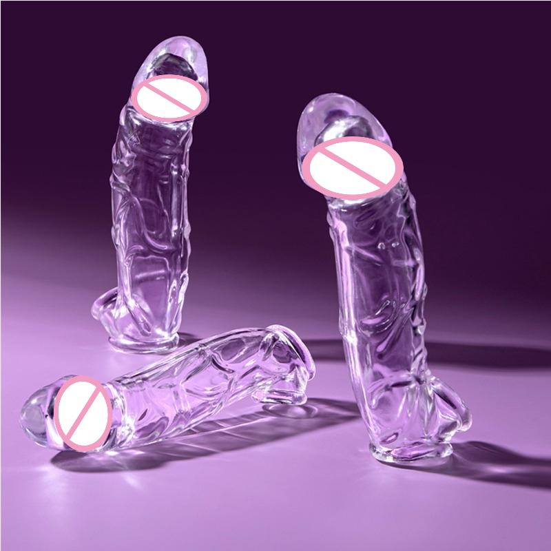 3 Size Reusable Penis Sleeve Soft Clear Cock Sleeve Penis Extender Adult Sex Toys for Men Women Durable Penis Enlarger Male