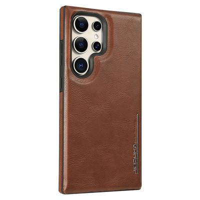 Magnetic Attachment for Samsung S24Ultra Phone Case, Crazy Horse Leather Texture Galaxy23Plus Business 24 Full Package Shockproof
