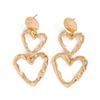 DIEZI Punk Fashion Heart Tassel Stud Earrings For Women Girls Gift Party Vintage Gold Silver Color Earrings Jewelry Accessories