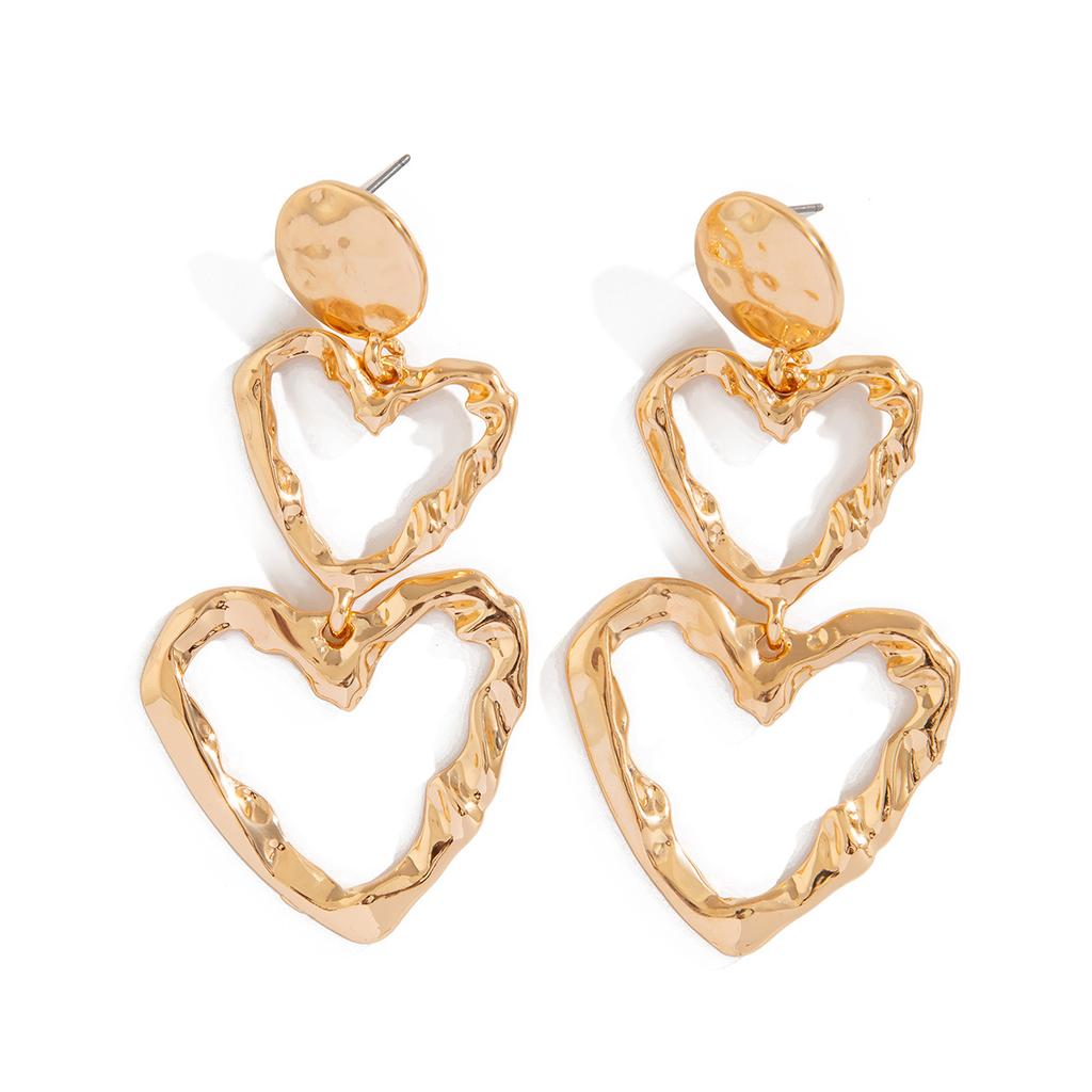 DIEZI Punk Fashion Heart Tassel Stud Earrings For Women Girls Gift Party Vintage Gold Silver Color Earrings Jewelry Accessories