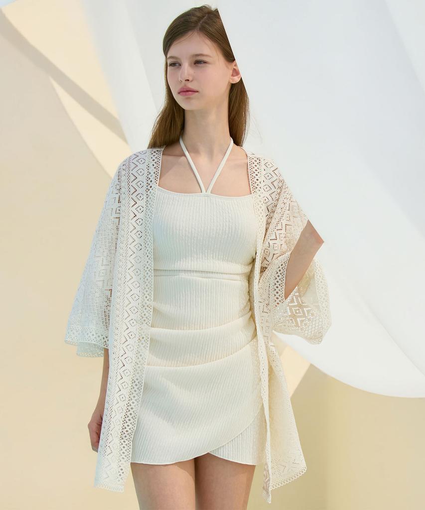 VIKINI VENDER Belle Punching Crochet Robe Cover-Up - Ivory