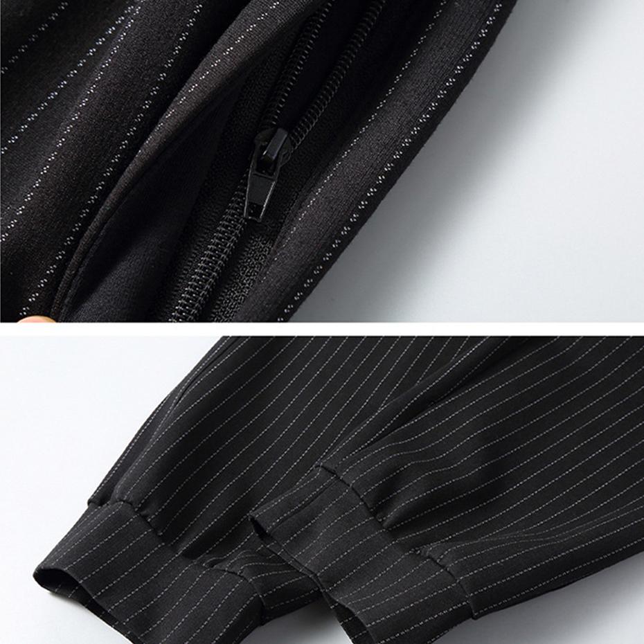 Men's Stripe Sets Plus Size 10XL 11XL Cargo Shirts Pants Male Spring Autumn Suits Fashion Casual Jacket Sets Big Size