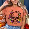Comfort Colors®LGBTQ Halloween Skull Shirt, Rainbow Floral Skull Tee, Queer Summerween Shirt, Pride Goth Shirt, Spooky Cute LGBTQ T-shirt