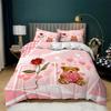 Love Heart Soft Duvet Cover Set Microfiber Bear Warm Comforter Cover Soft Romantic Beding Sets Valentine's Day For Young Girls Women Rom Decor
