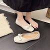 With Skirt Single Shoes Summer New Shallow Mouth Versatile Women's Shoes Bow Square Head Mary Jane Shoes
