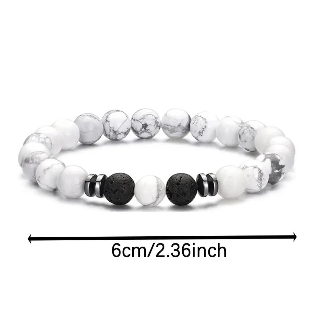 4PCS 8mm Men's Natural Stone Beads Bracelet Set Tiger Eye Volcanic White Turquoise