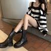 Women New Striped Sweatshirt Loose and Slim Lantern Sleeves Off-shoulder Mid-length Popular on the Street Sweatshirts