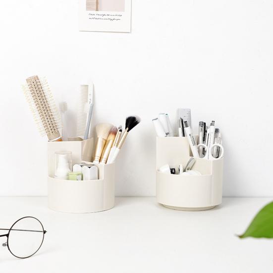 Yousheng 360 Degree Rotating Pen Holder, Large Capacity Multi-compartment Pen Holder, Desktop Organizer for Office School Home