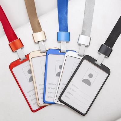 New Metal Alloy Work Name Card Holders Fashion  Business Work Card ID Badge Lanyard Holder Men Women Aluminum ID Business Case
