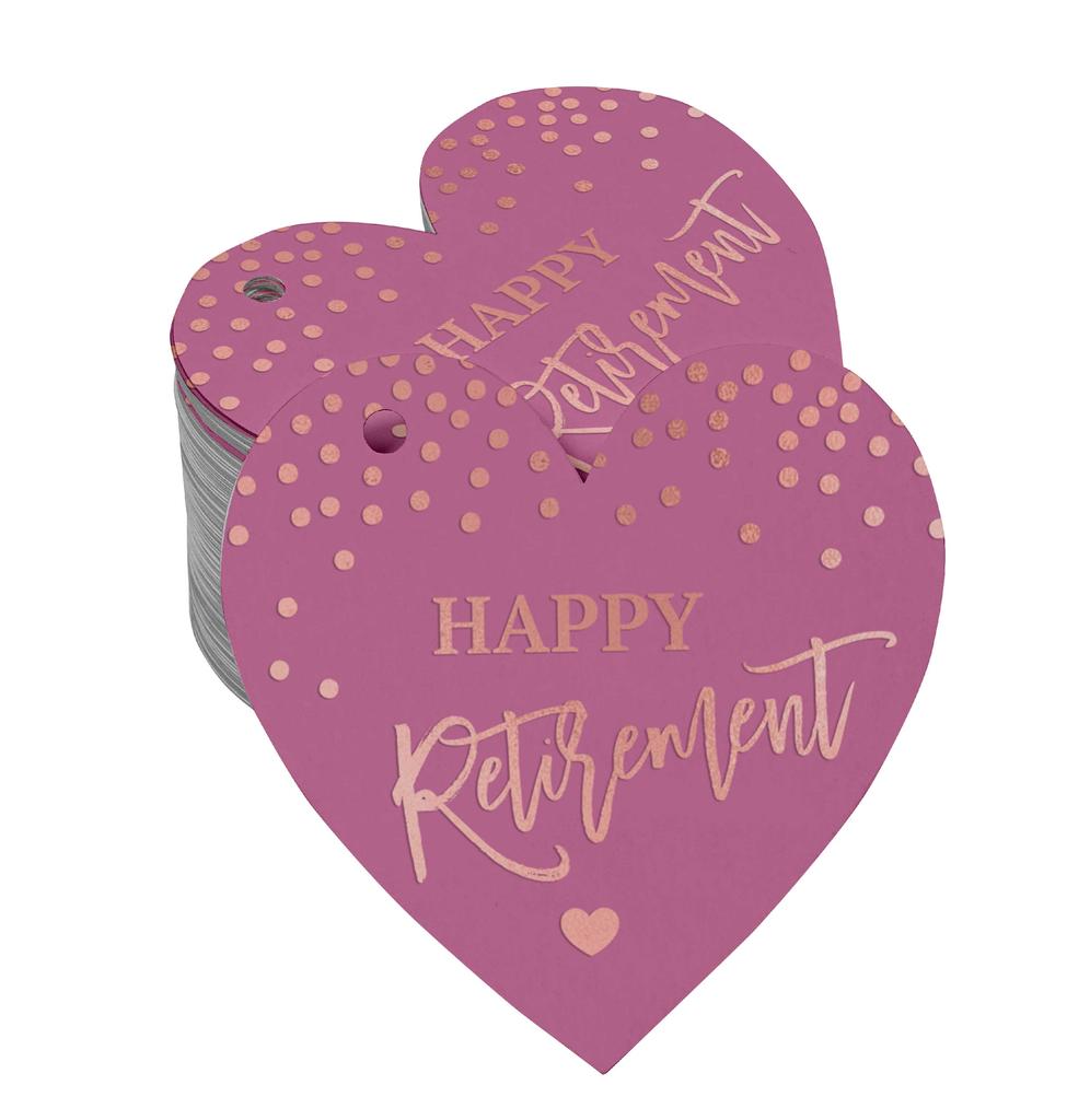 Inkdotpot Silver Foil Paper Hang Tag Happy Retirement Favor Tag 100 Pieces