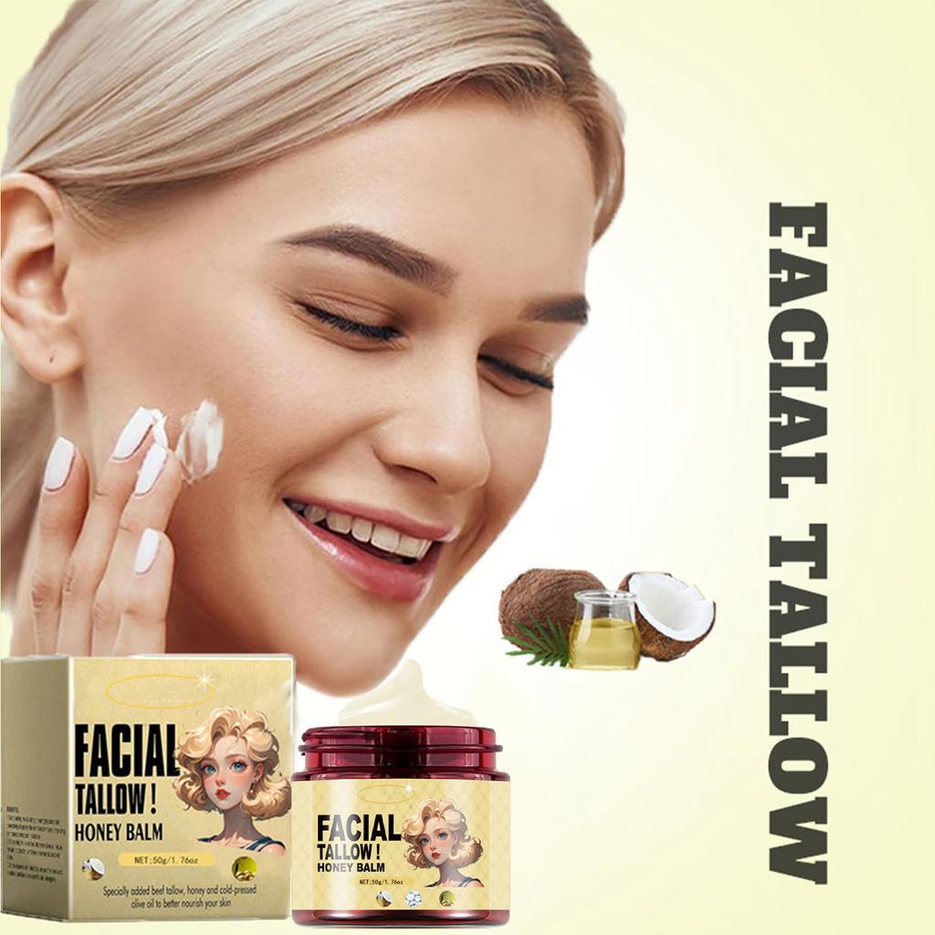 Talgfuktighetskrem, Talg Honning Fuktighetskrem, Fuktighetskrem, Hudforyngende Fuktighetskrem, Beroligende Mykgjører Sheasmør, Fri, 50g
