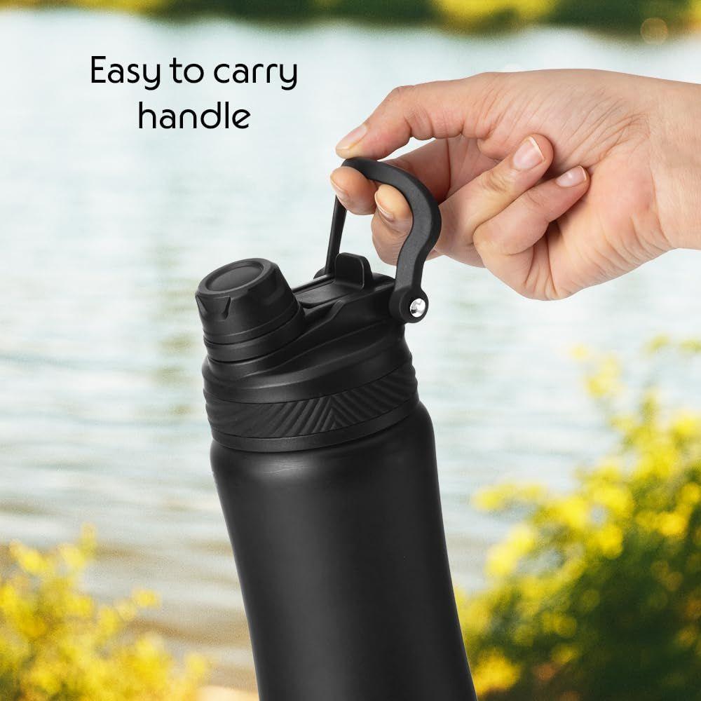 800ml Duo Sport Stainless Steel Water Bottle | ISI Certified Made in India | Double Wall Vacuum Insulated Flask | for Office, School, Gym & Travel