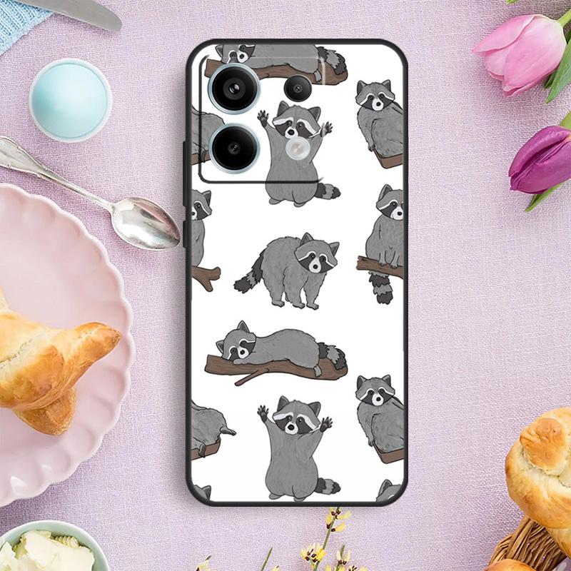 Cute Raccoon Cartoon Case For Xiaomi Redmi Note 12 11 9 10 13 Pro Plus 9S 10S 11S 12S Redmi 12 10 C 9C 13C Cover