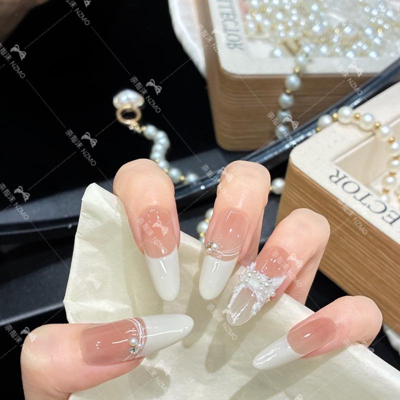 Y86 Высококачественные Французские Белые Линии Ручная Работа Носимые Ногти S【Standard Size / Fits Most】
