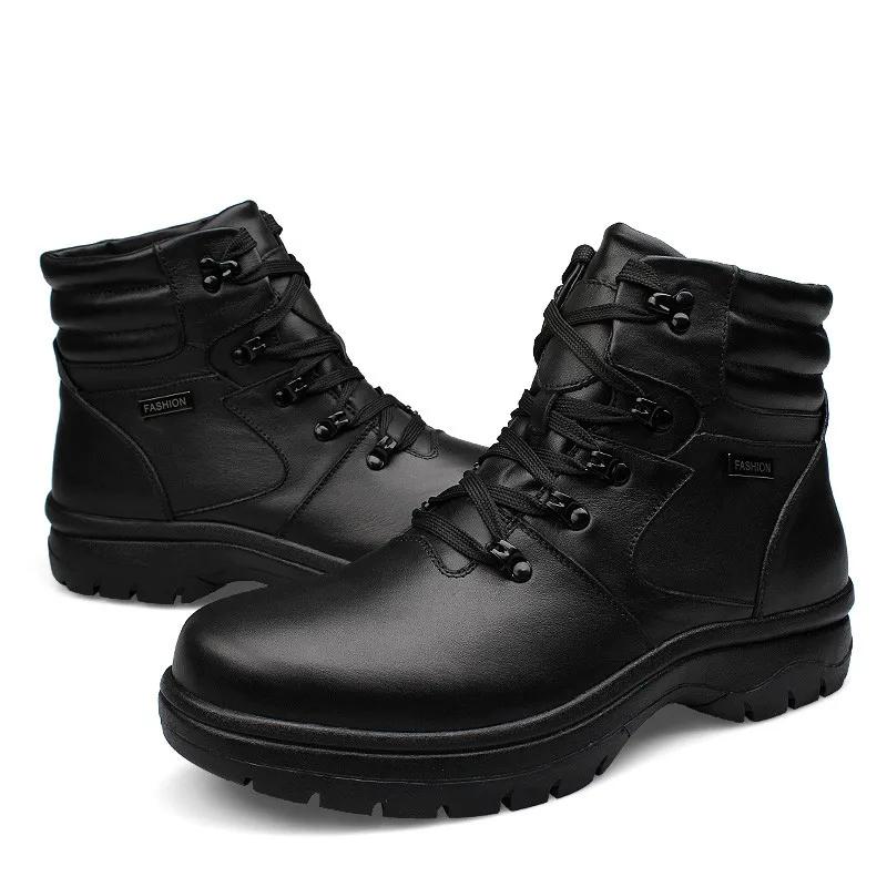 Men Genuine Leather Boots Winter Snow Boot Waterproof Boots With Fur Warm Boots Super Large Szie 51 52 53 Men Bottom Shoes
