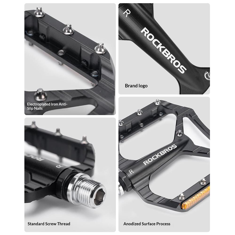 ROCKBROS 1 Pair Bicycle Pedals Aluminum Alloy Mountain Road Bike Pedals Anti-Slip Foot Pedals