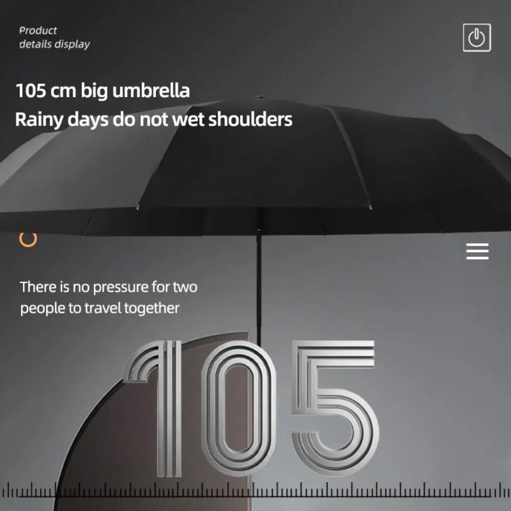 Wooden Handle Umbrella Automatic Uv Resistant Umbrella Men High-End Business Folding Umbrellas Dual-Purpose Windproof Umbrellas