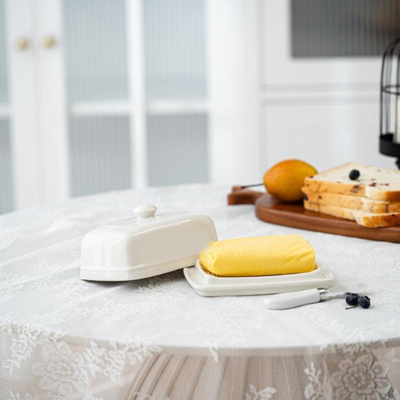 Modern Ceramic Butter Storage Box Dishwasher Safe Easy Cleaning Surfaces Ceramic Texture Perfect for Home Dining Table
