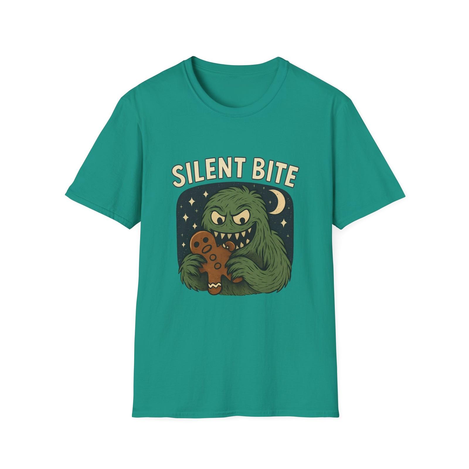 Unisex Softstyle T-Shirt Mens Womens Tees Top Silent Bite Funny Christmas Monster Cookie Holiday Tee 2XL