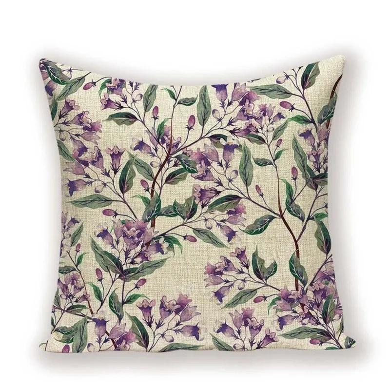 Vintage Floral  Linen Pillow Case Sofa Living Room Seat Car Soft Cushion Cover Home Decorative Pillowcase 45*45cm