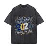 Festive Cheers 2026 Celebration Typo Loose Solid Distressed T Shirt American Casual Crew Neck Top