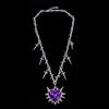 Yk2 Subculture Sliver Color Thorn Chain Sword Tassel Black Heart-shaped Pendant Necklace for Women Men Hip-hop Street Jewelry