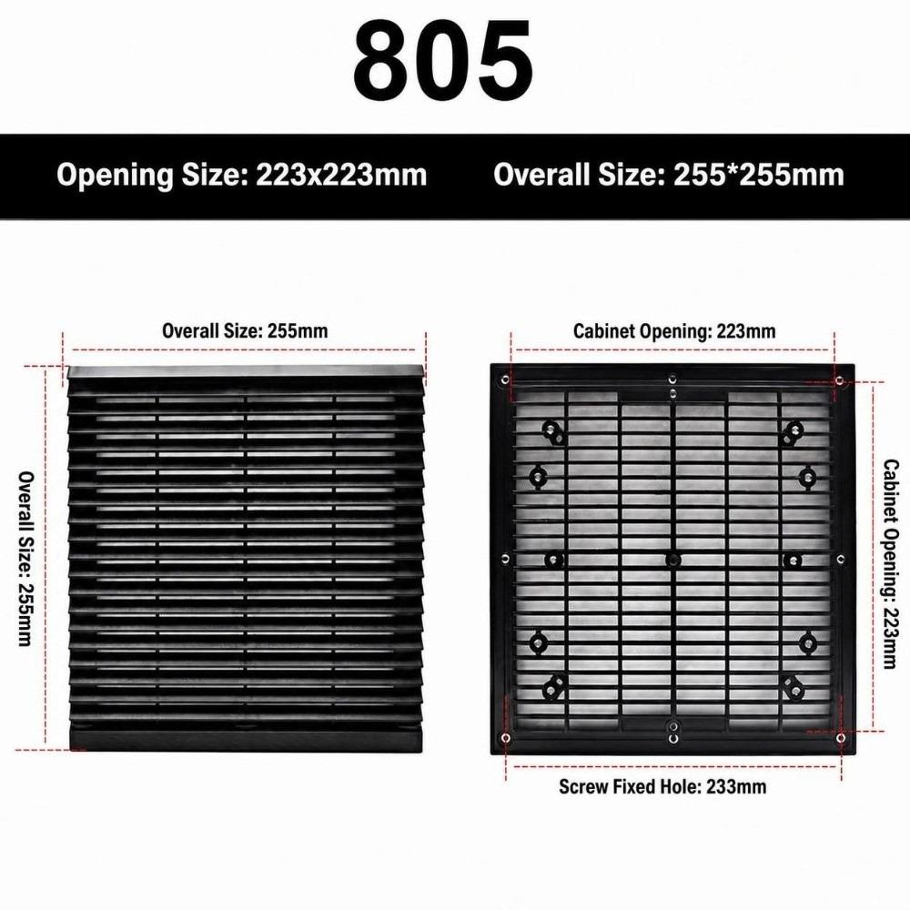 Black Vent Grille Waterproof Louver Vent Air Ventilation System Fan Grille Electric Cabinet