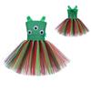 Crianças Meninas Alien Palhaço Circo Vestido Tutu de Malha Conjunto de Adereços de Cabeça Crianças Halloween Fantasias Cosplay Criança Faz de Conta Princesa Festa Role Play Roupa