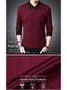 Men's Winter V-Neck Sweater with Scarf Collar and Two-Button Knit, Thickened for Warmth.