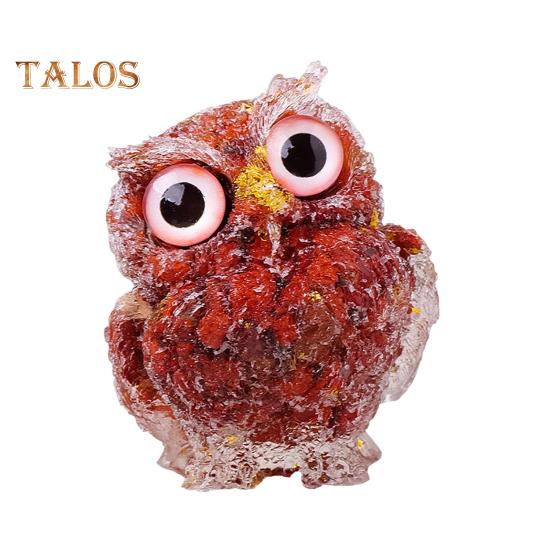 Přírodní křišťálová figurka sovy Ručně vyrobená socha sovy z pryskyřice naplněná křišťálovými kameny Stolní ozdoba sovy pro domácí kancelář Dekorace auta Reiki léčení