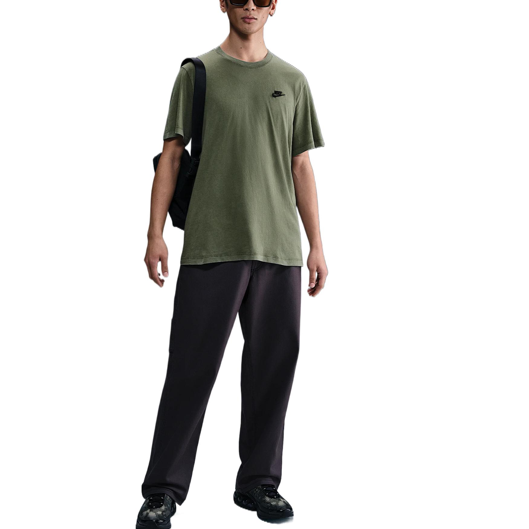 Nike T Shirts Men s Olive Green Crew Neck Moderate HJ0733-222 XXL