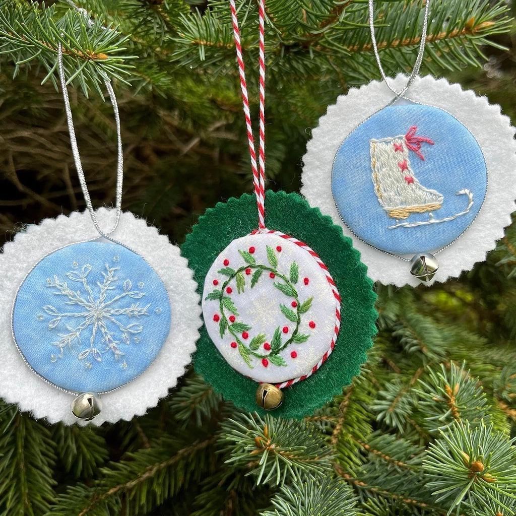 Hand Needlepoint Embroidery Christmas Ornaments Kits for Beginners, Complete Needlepoint Starter Set with Easy & Instructions