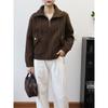 Zipper knitted double-sided cardigan autumn and winter new loose casual versatile solid color sweater jacket women