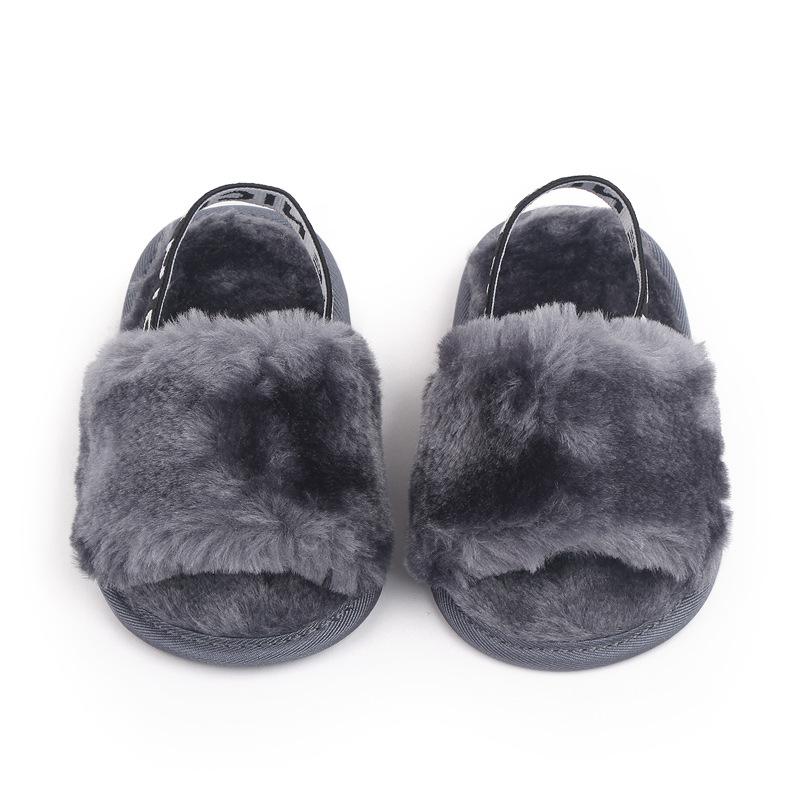 Baby Girls Spring and Winter Baby Shoes Cute Indoor Baby Fluffy Slippers Toddler Princess Breathable Simple Elastic Sandals