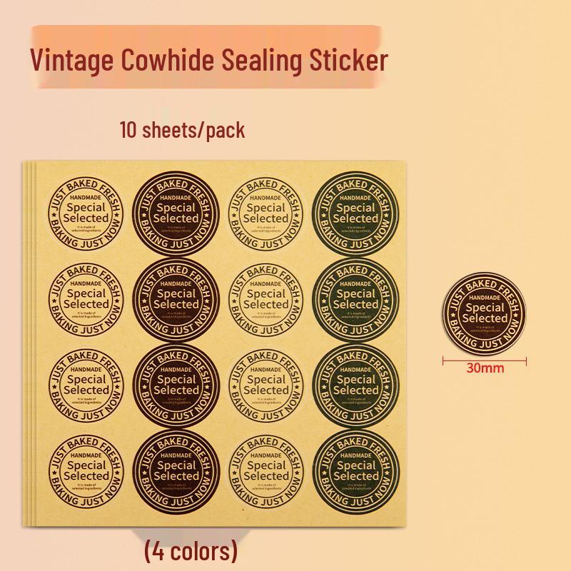 Крафтовые круглые самоклеящиеся пломбировочные наклейки в ретро-стиле для конвертов, упаковки и пакетов