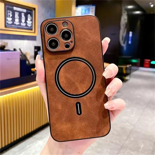 For Magsafe Leather Shockproof Phone Case For iPhone 17 Air 16 15 14 12 13 Pro Max Plus Soft Wireless Charge Cover Cases