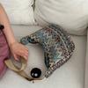 Wave Pattern Design Crossbody Bag for Women  Canvas Shoulder Bag, Versatile College Students Dumplings Bag