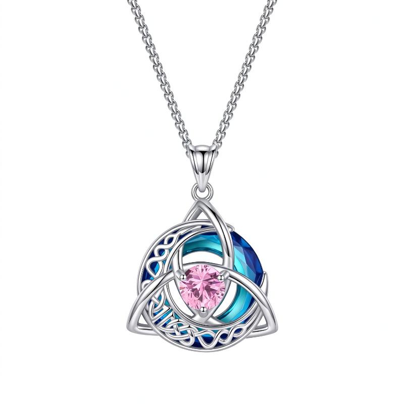 12 Birthstone Knot Pendant Necklace Triquetra Knot Colorful Gemstone Jewelry Gift For Women Irish Jewelry Accessories