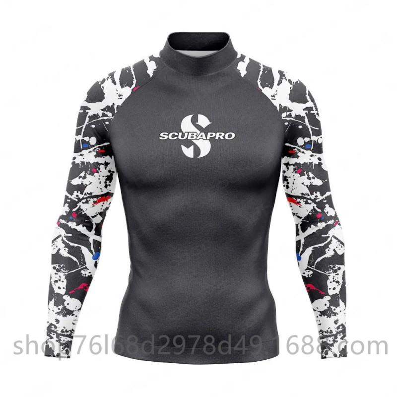 Mens UV Protection Rash Guard Long Sleeve Swim Shirt Snorkeling Diving Surfing Water Sports Quick Dry