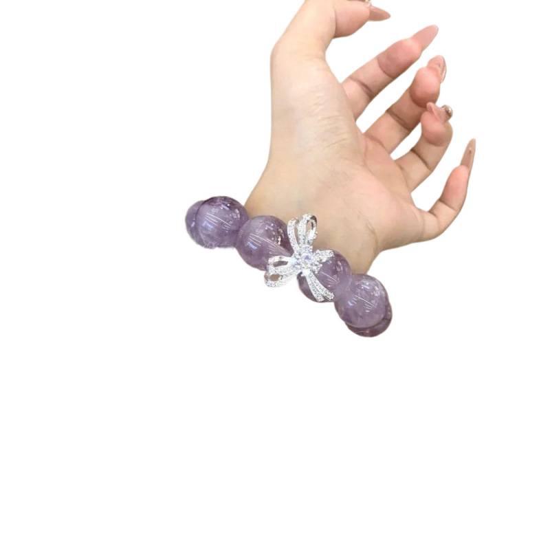 Eis-Transparenter Kaninchenhaar-Amethyst-Armreif mit Energiekristall und Zertifikat