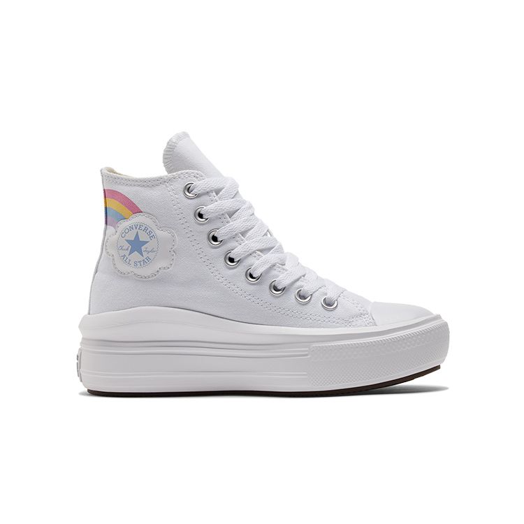 Converse Chuck Taylor All Star Move Platform High GS Rainbow Cloud Kids Sneakers White Jp-Blue Pink A04344C