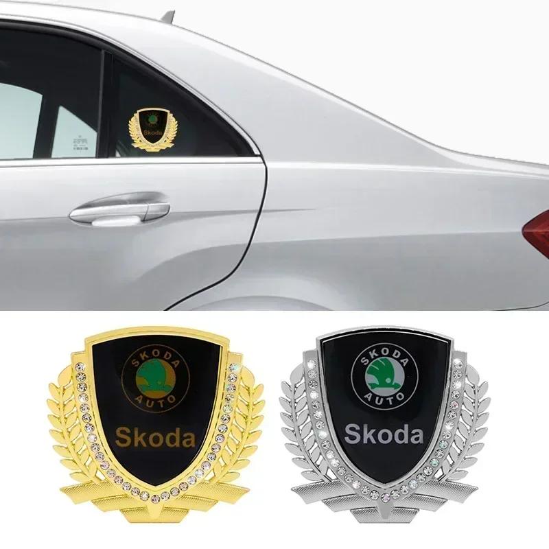 WMZW4 3D Car Window Sticker Exterior for SKODA Emblem Superb 3 Fabia 1 Kodiaq Octavia A7 A5 Karoq RS Yeti Side Decals Alloy Logo Badge