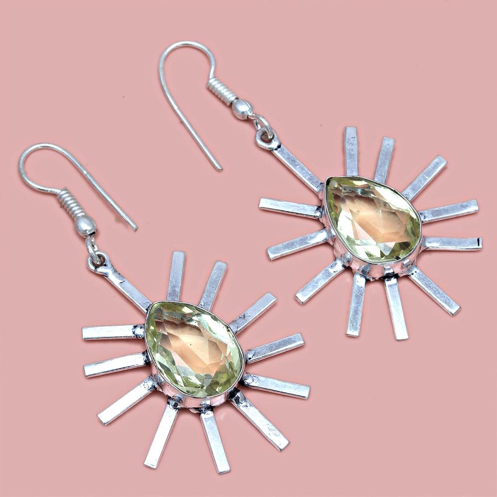 Lemon Topaz Gemstone Mother's Day Jewelry Pendant Earring Set