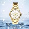 "Women's Stainless Steel Waterproof Analog Watch Gold Small Second Hand Fashion Accessory"
