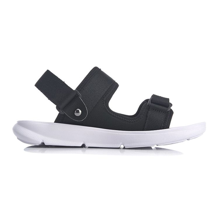 Li Ning Comfortable Lightweight Two-Way Strap Flat Sports Sandals Kids Sandals Black YKUQ016-1